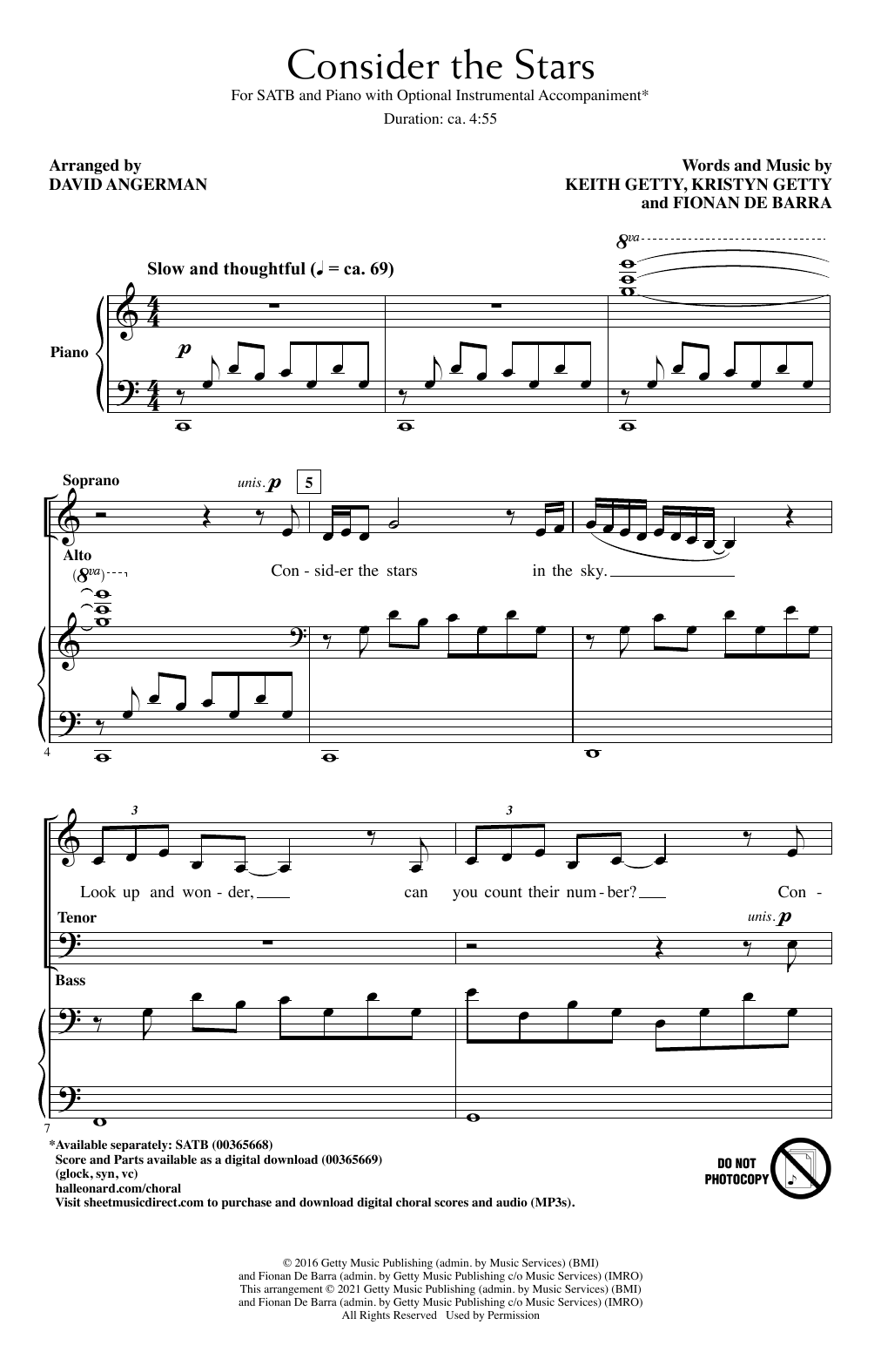 Keith and Kristyn Getty Consider The Stars (arr. David Angerman) Sheet Music Notes & Chords for SATB Choir - Download or Print PDF