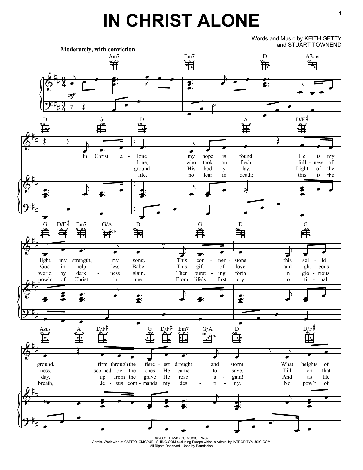 Newsboys In Christ Alone Sheet Music Notes & Chords for Piano Solo - Download or Print PDF