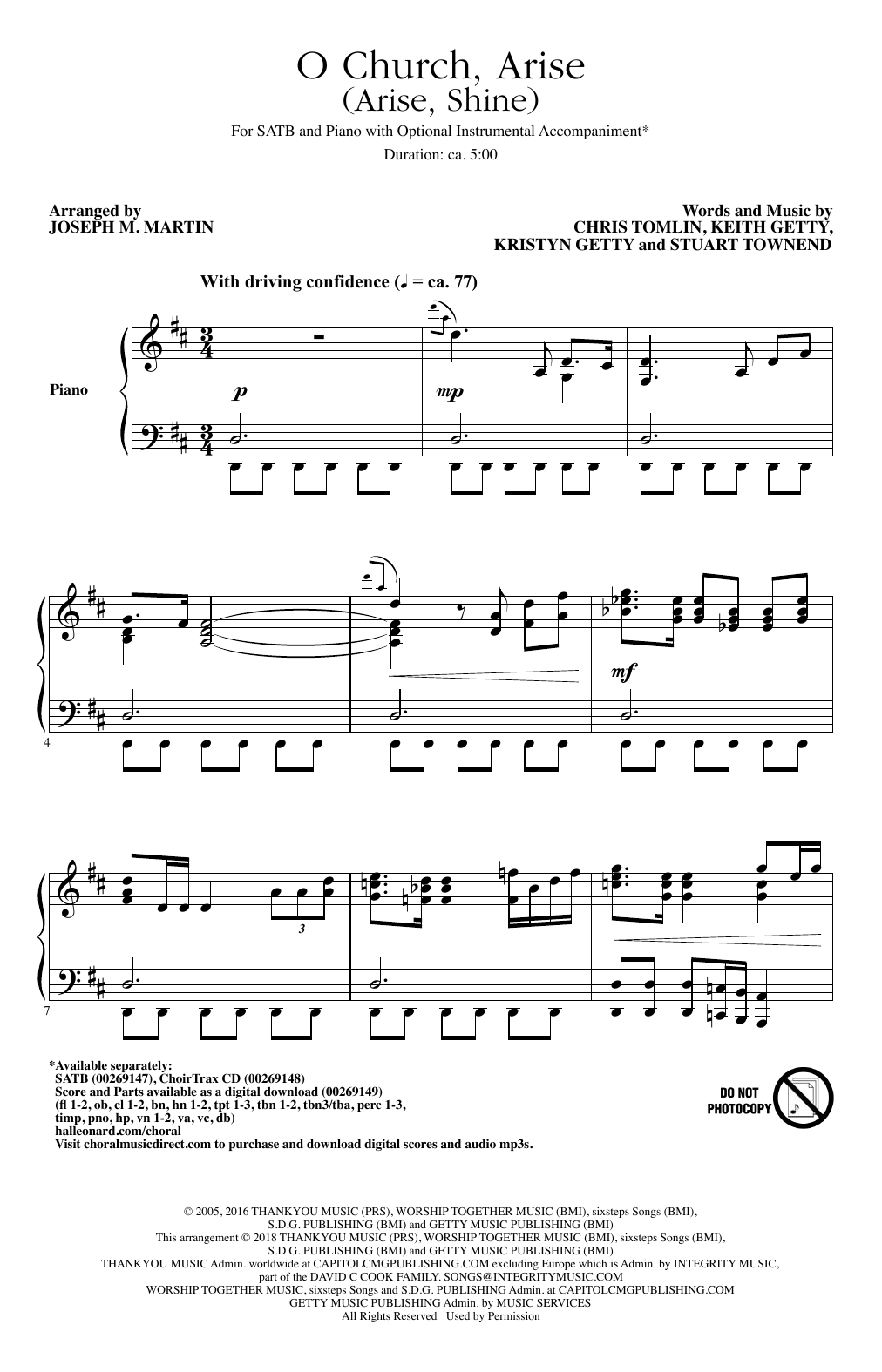 Keith and Kristyn Getty O Church, Arise (Arise, Shine) (arr. Joseph M. Martin) Sheet Music Notes & Chords for SATB - Download or Print PDF