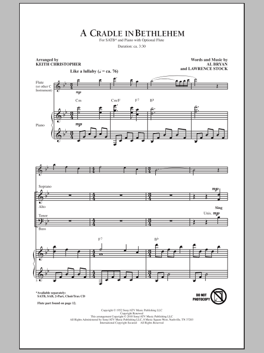 Keith Christopher A Cradle In Bethlehem Sheet Music Notes & Chords for SATB - Download or Print PDF