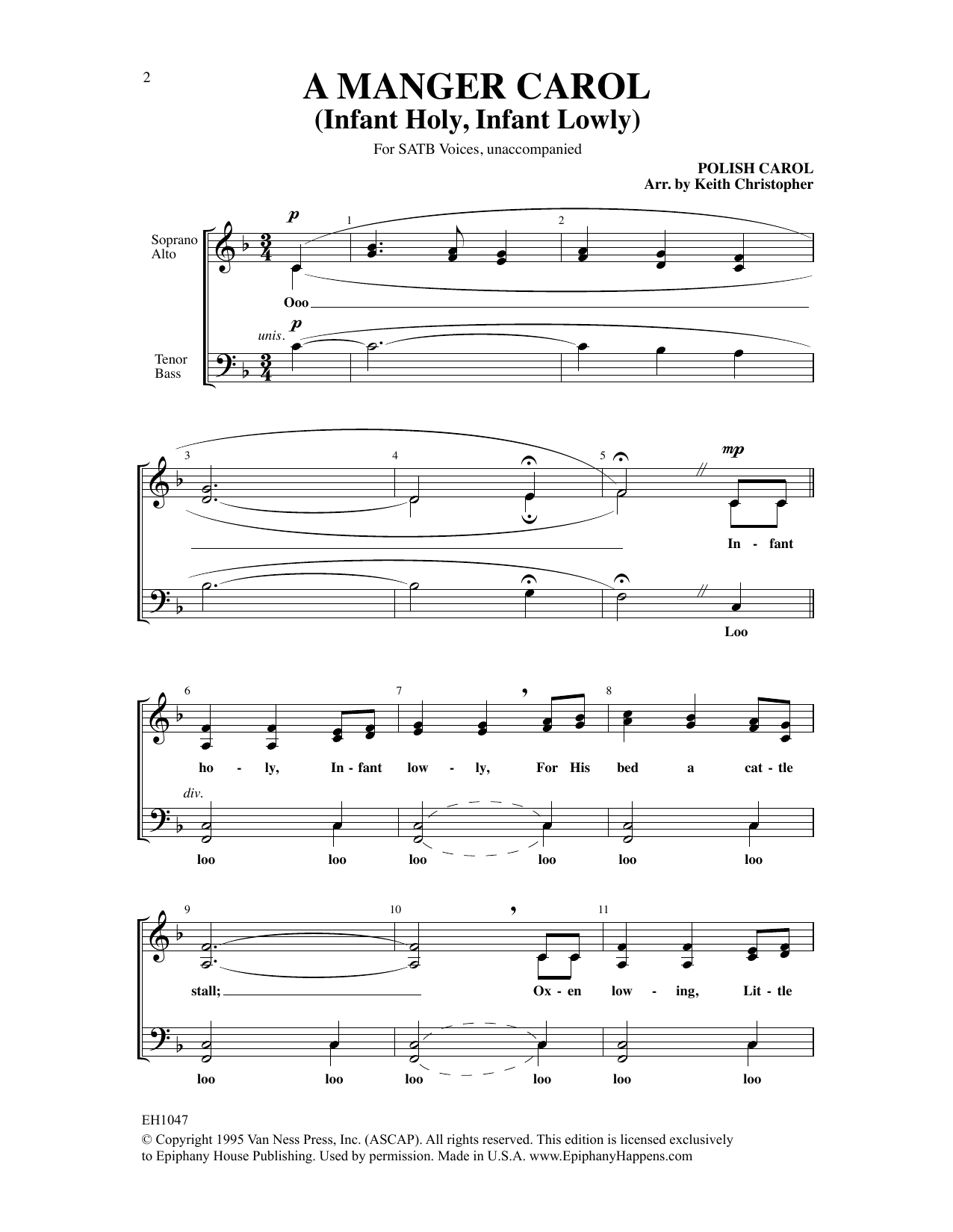 Keith Christopher A Manger Carol (Infant Holy, Infant Lowly) Sheet Music Notes & Chords for Choral - Download or Print PDF