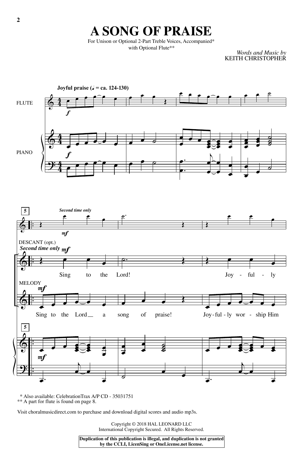 Keith Christopher A Song Of Praise Sheet Music Notes & Chords for Choral - Download or Print PDF