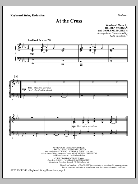 Keith Christopher At The Cross - Keyboard String Reduction Sheet Music Notes & Chords for Choir Instrumental Pak - Download or Print PDF