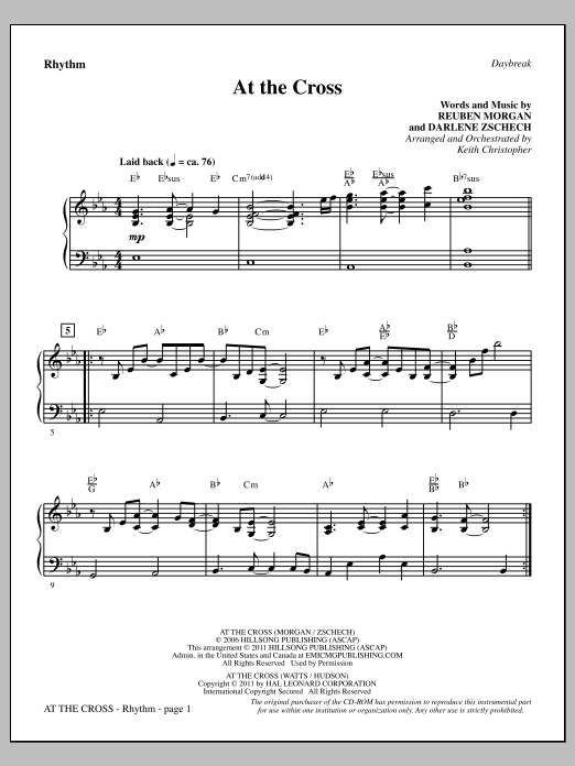 Keith Christopher At The Cross - Rhythm Sheet Music Notes & Chords for Choir Instrumental Pak - Download or Print PDF