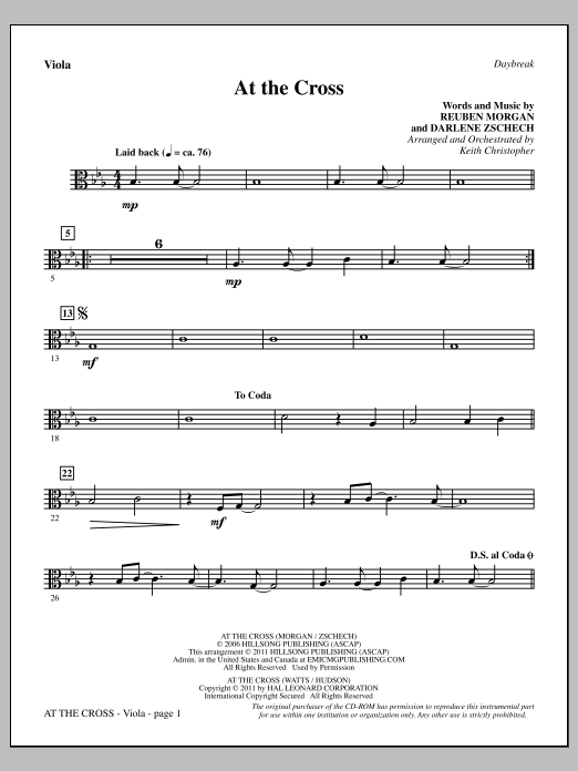 Keith Christopher At The Cross - Viola Sheet Music Notes & Chords for Choir Instrumental Pak - Download or Print PDF