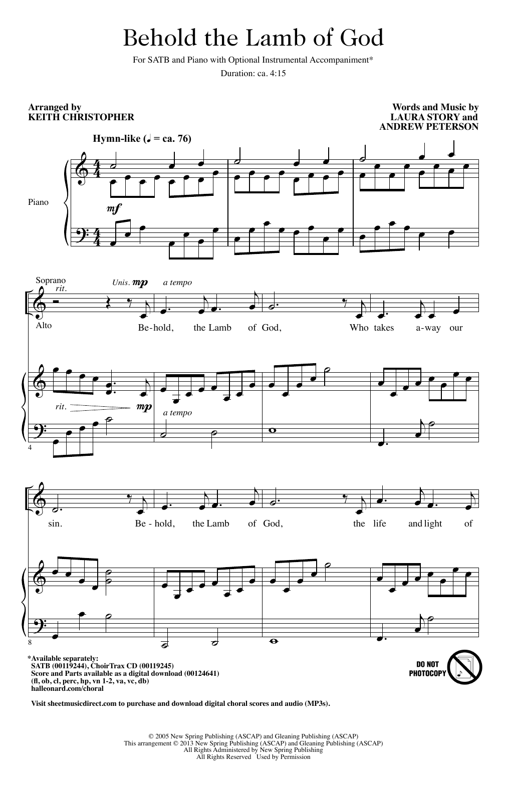 Keith Christopher Behold The Lamb Of God Sheet Music Notes & Chords for SATB - Download or Print PDF