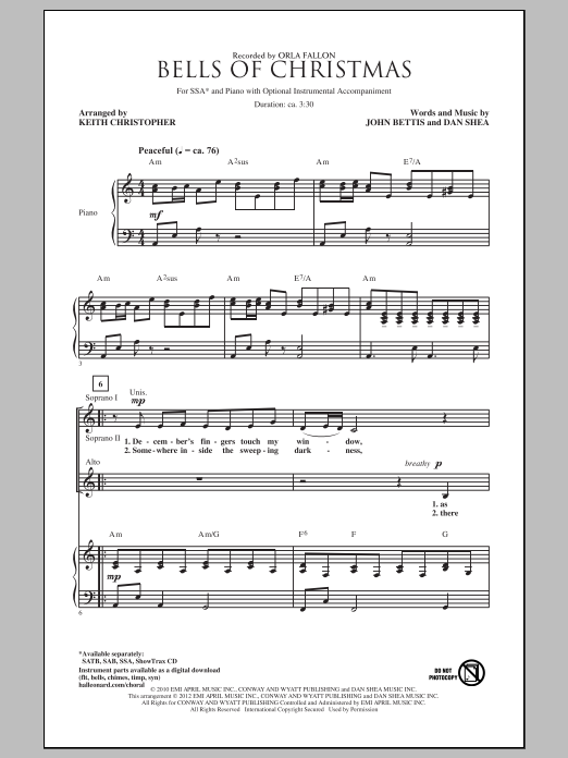 Keith Christopher Bells Of Christmas Sheet Music Notes & Chords for SAB - Download or Print PDF