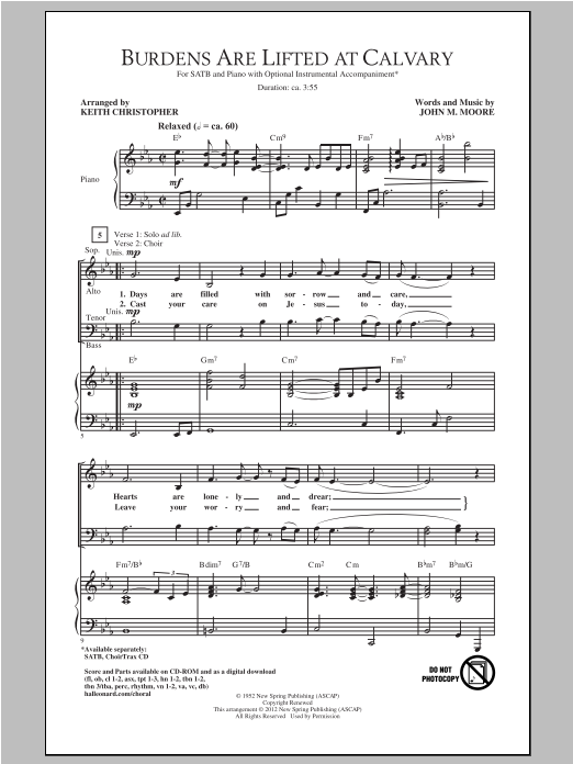 Keith Christopher Burdens Are Lifted At Calvary Sheet Music Notes & Chords for SATB - Download or Print PDF
