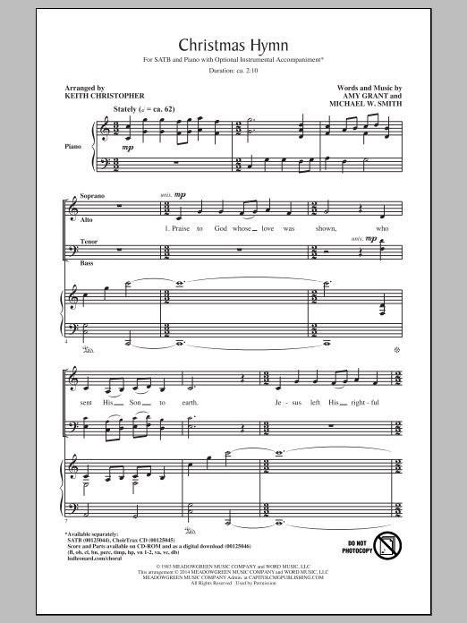 Keith Christopher Christmas Hymn Sheet Music Notes & Chords for SATB - Download or Print PDF