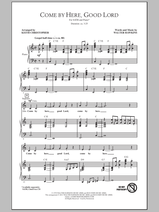 Keith Christopher Come By Here, Good Lord Sheet Music Notes & Chords for SATB - Download or Print PDF