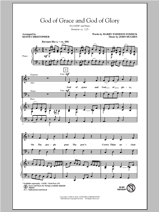 John Hughes God Of Grace And God Of Glory (arr. Keith Christopher) Sheet Music Notes & Chords for SATB - Download or Print PDF