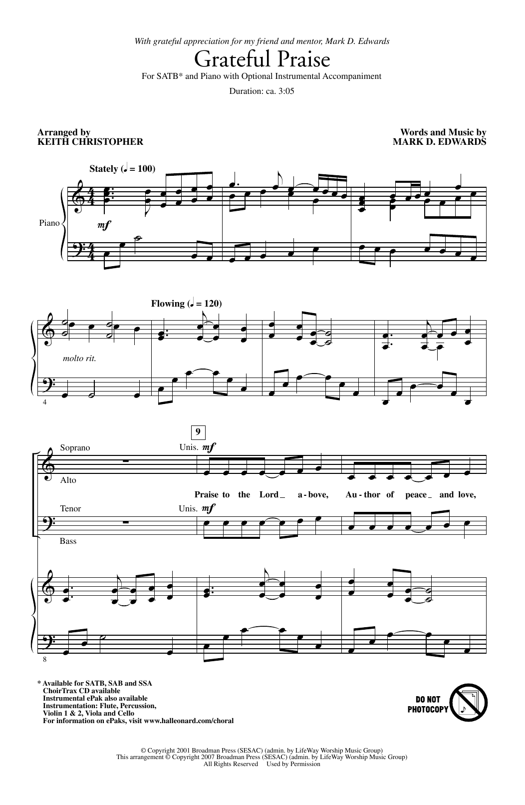 Keith Christopher Grateful Praise Sheet Music Notes & Chords for SATB - Download or Print PDF