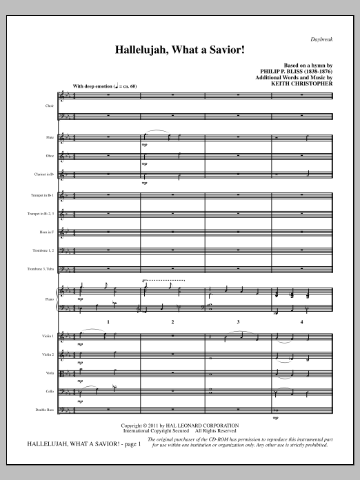 Keith Christopher Hallelujah, What A Savior! - Full Score Sheet Music Notes & Chords for Choir Instrumental Pak - Download or Print PDF