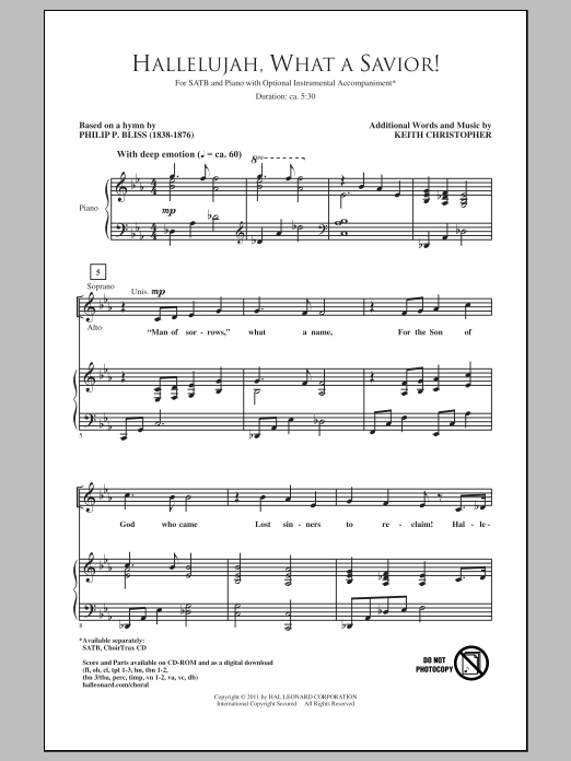 Keith Christopher Hallelujah! What A Savior! Sheet Music Notes & Chords for SATB - Download or Print PDF