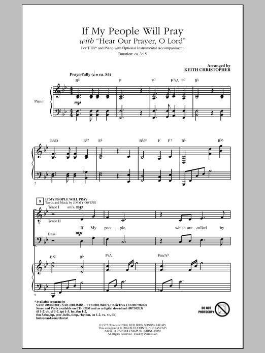 Keith Christopher If My People Will Pray (with Hear Our Prayer, O Lord) Sheet Music Notes & Chords for SAB - Download or Print PDF