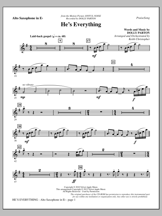 Keith Christopher He's Everything - Alto Sax Sheet Music Notes & Chords for Choir Instrumental Pak - Download or Print PDF