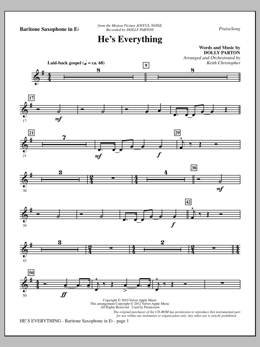 Keith Christopher He's Everything - Baritone Sax Sheet Music Notes & Chords for Choir Instrumental Pak - Download or Print PDF