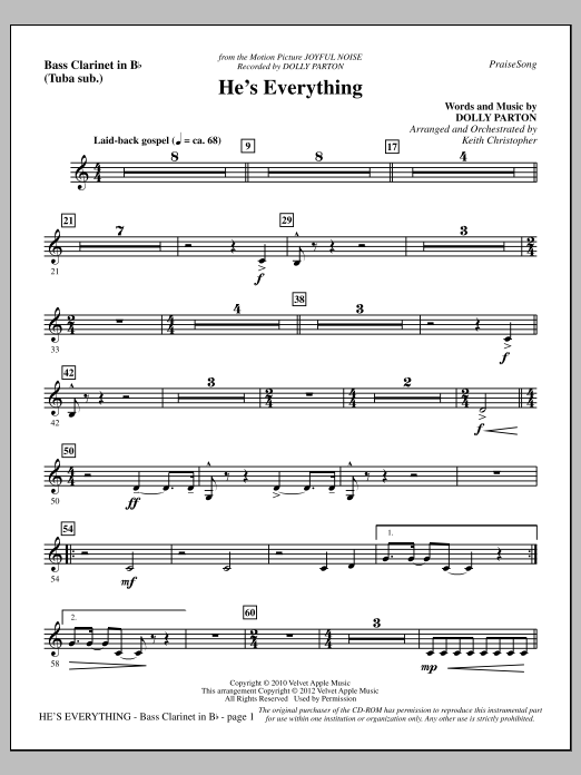 Keith Christopher He's Everything - Bass Clarinet (sub. Tuba) Sheet Music Notes & Chords for Choir Instrumental Pak - Download or Print PDF