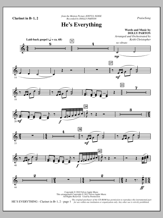 Keith Christopher He's Everything - Bb Clarinet 1 & 2 Sheet Music Notes & Chords for Choir Instrumental Pak - Download or Print PDF