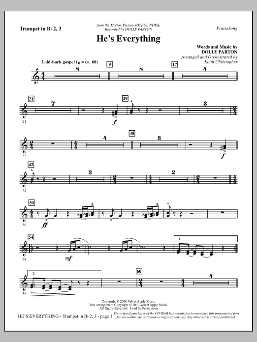 Keith Christopher He's Everything - Bb Trumpet 2,3 Sheet Music Notes & Chords for Choir Instrumental Pak - Download or Print PDF