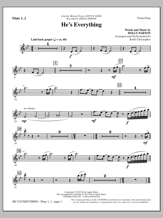 Keith Christopher He's Everything - Flute 1 & 2 Sheet Music Notes & Chords for Choir Instrumental Pak - Download or Print PDF