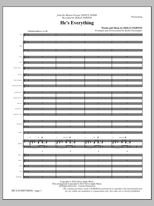 Keith Christopher He's Everything - Full Score Sheet Music Notes & Chords for Choir Instrumental Pak - Download or Print PDF