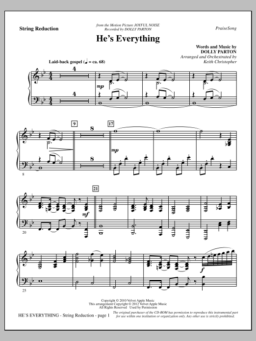 Keith Christopher He's Everything - Keyboard String Reduction Sheet Music Notes & Chords for Choir Instrumental Pak - Download or Print PDF