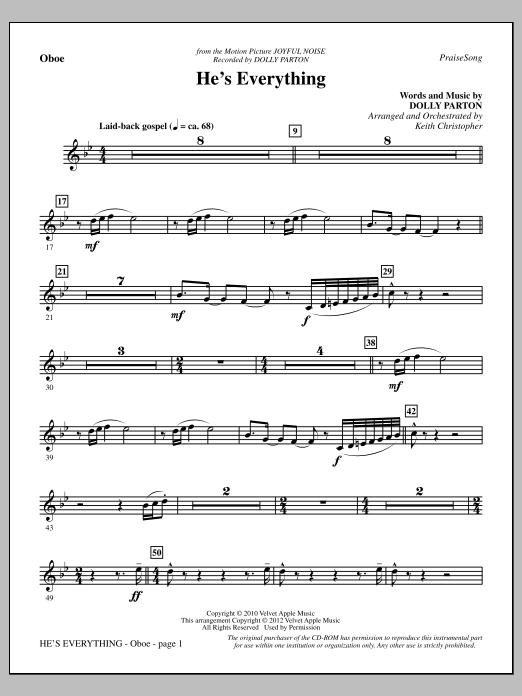 Keith Christopher He's Everything - Oboe Sheet Music Notes & Chords for Choir Instrumental Pak - Download or Print PDF