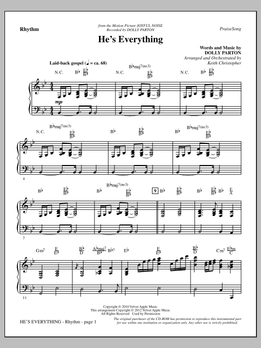 Keith Christopher He's Everything - Rhythm Sheet Music Notes & Chords for Choir Instrumental Pak - Download or Print PDF