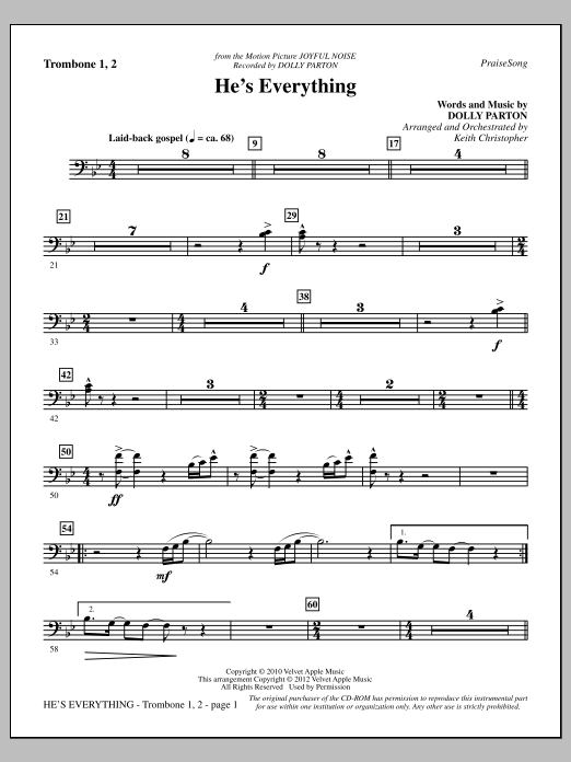 Keith Christopher He's Everything - Trombone 1 & 2 Sheet Music Notes & Chords for Choir Instrumental Pak - Download or Print PDF