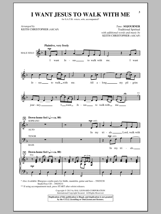 Keith Christopher I Want Jesus To Walk With Me Sheet Music Notes & Chords for SATB - Download or Print PDF