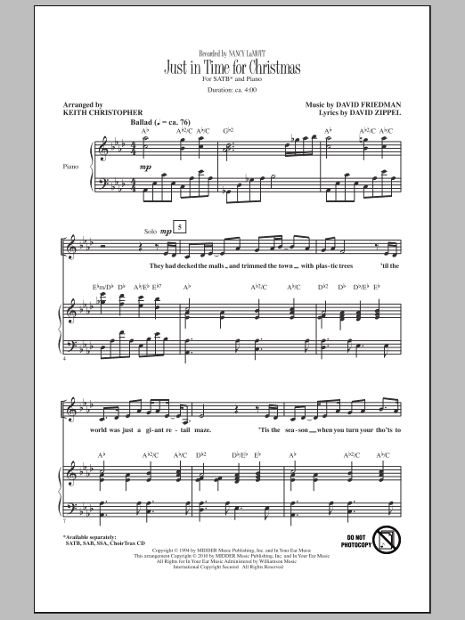 Keith Christopher Just In Time For Christmas Sheet Music Notes & Chords for SATB - Download or Print PDF
