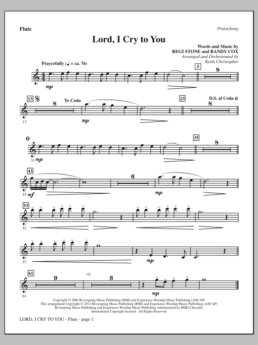 Keith Christopher Lord, I Cry To You - Flute Sheet Music Notes & Chords for Choir Instrumental Pak - Download or Print PDF