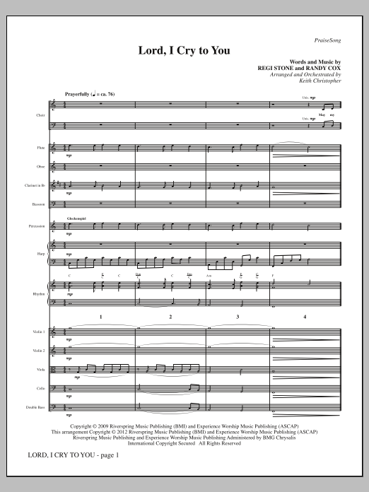 Keith Christopher Lord, I Cry To You - Full Score Sheet Music Notes & Chords for Choir Instrumental Pak - Download or Print PDF