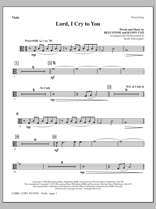 Keith Christopher Lord, I Cry To You - Viola Sheet Music Notes & Chords for Choir Instrumental Pak - Download or Print PDF