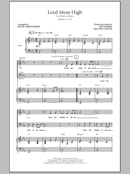 Keith Christopher Lord Most High Sheet Music Notes & Chords for SATB - Download or Print PDF