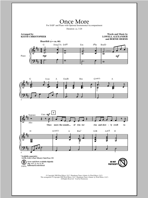 Keith Christopher Once More Sheet Music Notes & Chords for SATB - Download or Print PDF