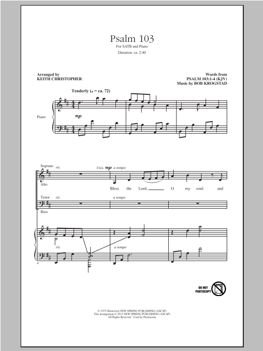 Keith Christopher Psalm 103 Sheet Music Notes & Chords for SATB - Download or Print PDF