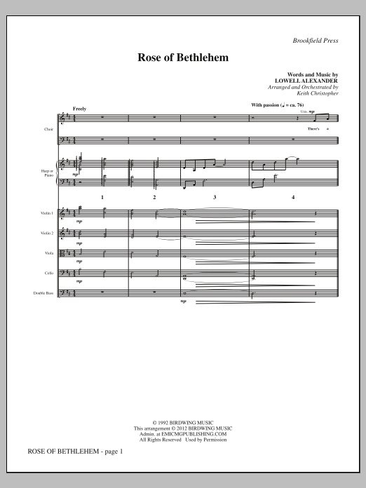 Keith Christopher Rose Of Bethlehem - Full Score Sheet Music Notes & Chords for Choir Instrumental Pak - Download or Print PDF
