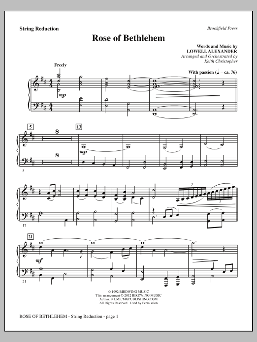 Keith Christopher Rose Of Bethlehem - Keyboard String Reduction Sheet Music Notes & Chords for Choir Instrumental Pak - Download or Print PDF