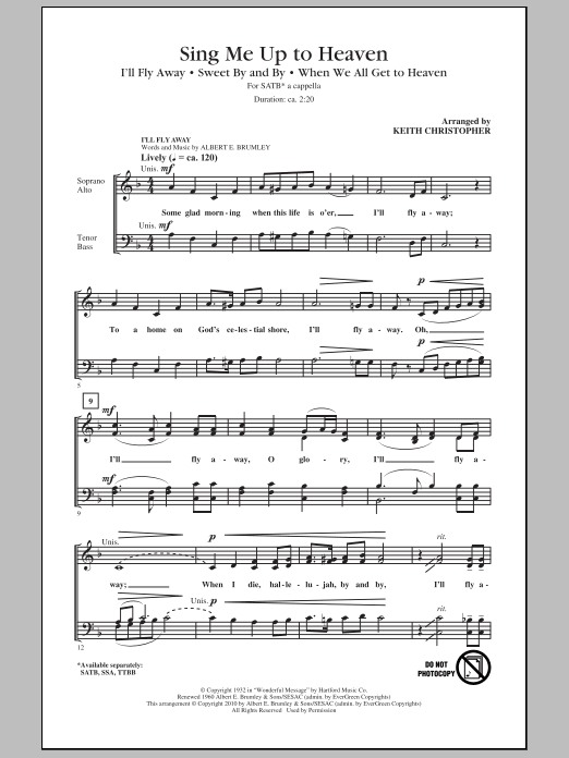 Keith Christopher Sing Me Up To Heaven (Medley) Sheet Music Notes & Chords for TTBB - Download or Print PDF