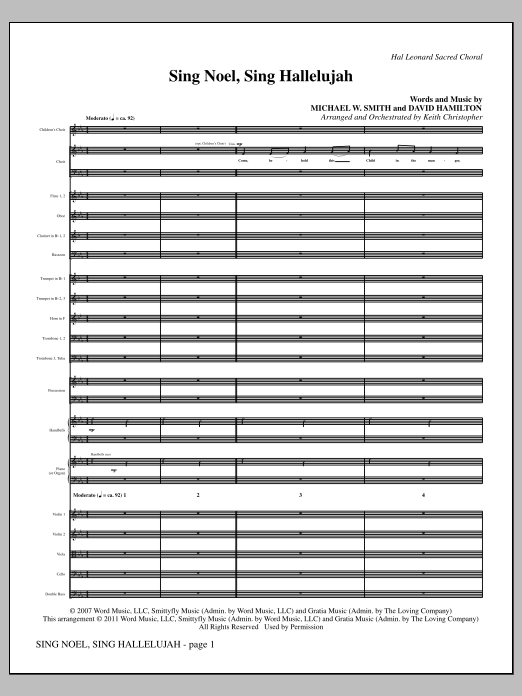 Keith Christopher Sing Noel, Sing Hallelujah - Full Score Sheet Music Notes & Chords for Choir Instrumental Pak - Download or Print PDF