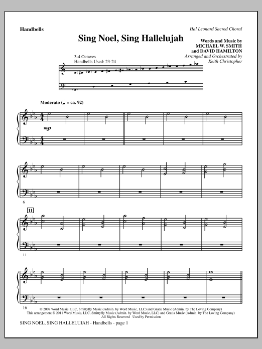 Keith Christopher Sing Noel, Sing Hallelujah - Handbells Sheet Music Notes & Chords for Choir Instrumental Pak - Download or Print PDF