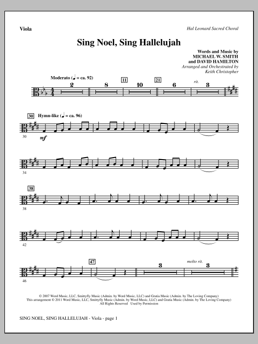 Keith Christopher Sing Noel, Sing Hallelujah - Viola Sheet Music Notes & Chords for Choir Instrumental Pak - Download or Print PDF