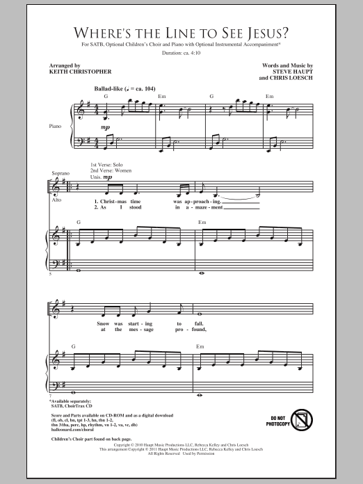 Keith Christopher Where's The Line To See Jesus? Sheet Music Notes & Chords for SATB - Download or Print PDF