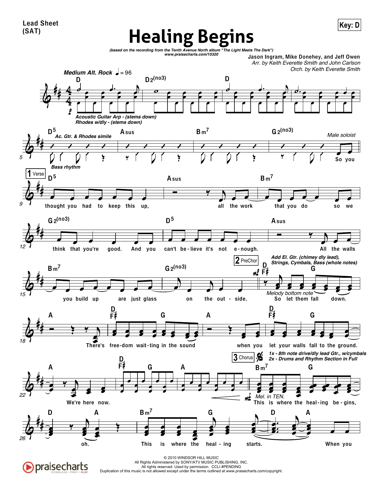 Keith Everette Smith / John Carlson Healing Begins Sheet Music Notes & Chords for Lead Sheet / Fake Book - Download or Print PDF