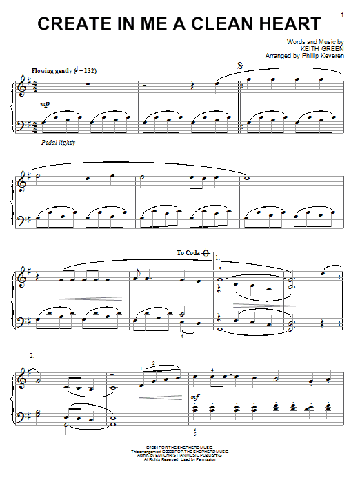 Keith Green Create In Me A Clean Heart Sheet Music Notes & Chords for Piano Solo - Download or Print PDF