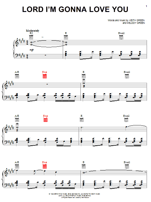 Keith Green Lord I'm Gonna Love You Sheet Music Notes & Chords for Piano, Vocal & Guitar (Right-Hand Melody) - Download or Print PDF Keith Green Lord I'm Gonna Love You Sheet Music Notes & Chords for Piano, Vocal & Guitar (Right-Hand Melody) - Download or Print PDF