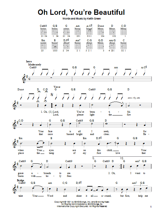 Keith Green Oh Lord, You're Beautiful Sheet Music Notes & Chords for Guitar Tab - Download or Print PDF