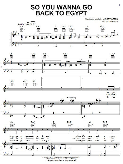 Keith Green So You Wanna Go Back To Egypt Sheet Music Notes & Chords for Piano, Vocal & Guitar (Right-Hand Melody) - Download or Print PDF